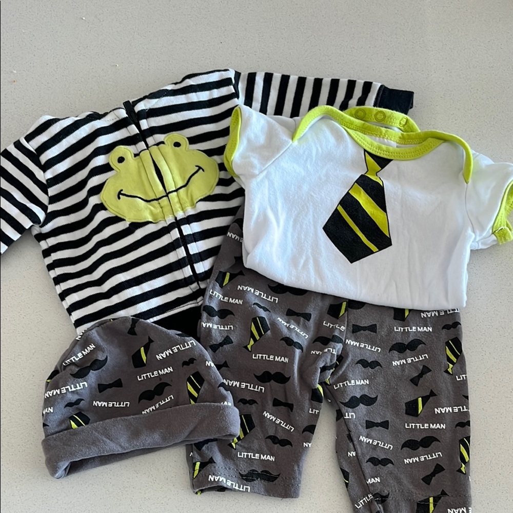 Striped Frog Baby Outfit Set